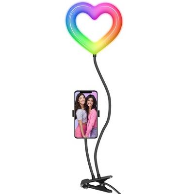 Dixie &#38; Charli Heart Shaped Color LED Ring Light with Desk Clip | Target