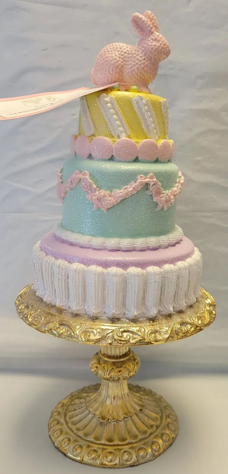 2024 Cupcakes & Cashmere Pastel Easter Bunny 14" Tiered Cake Pedestal Decoration  | eBay | eBay US