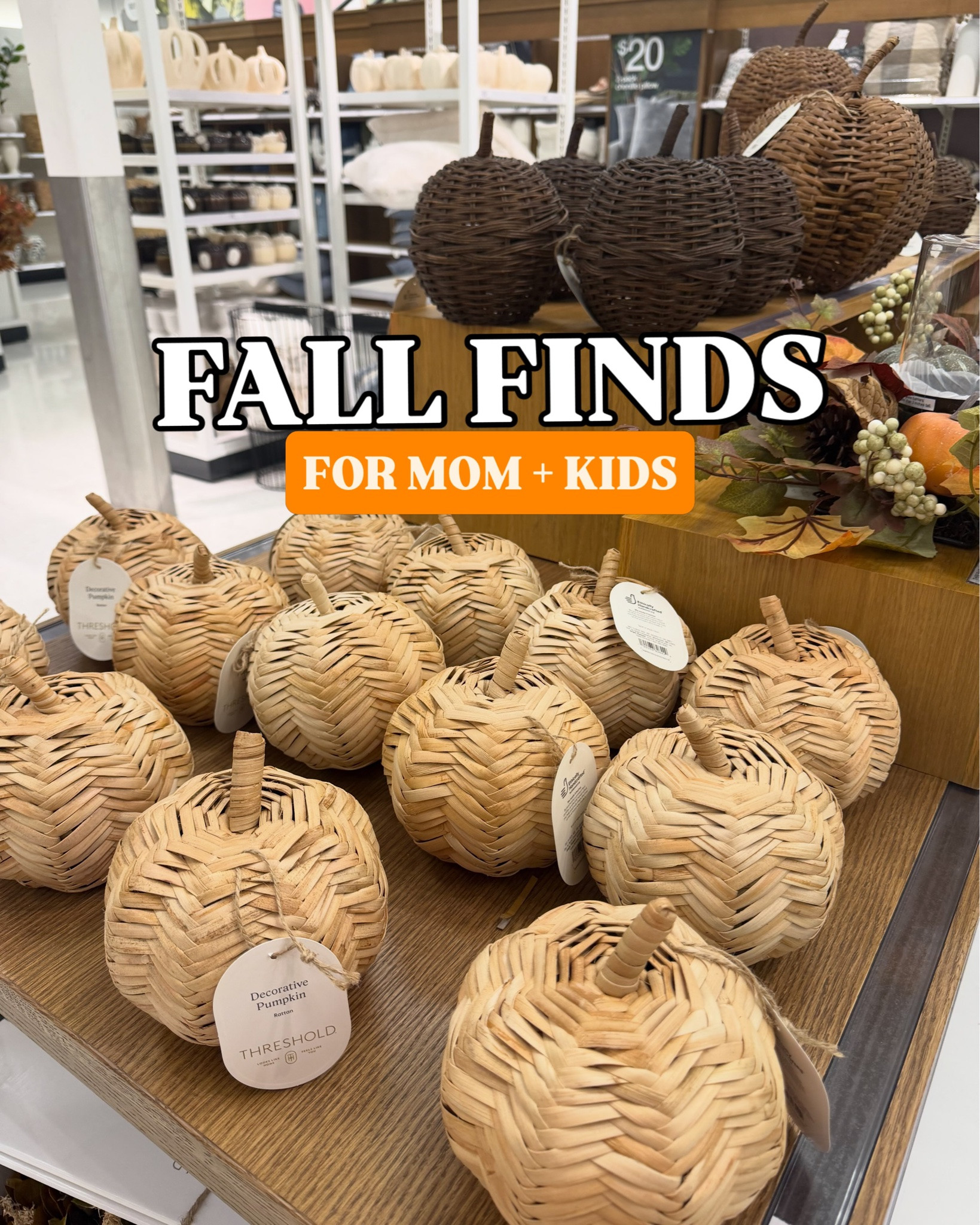 Fall Finds for Mom + Kids 🍁🍂🧡 comment FALL for links to everything!! 
•
•
•
Target style, Target finds, fall finds, boo baskets, Halloween squishy, squishy hunting, pumpkins, fall decor