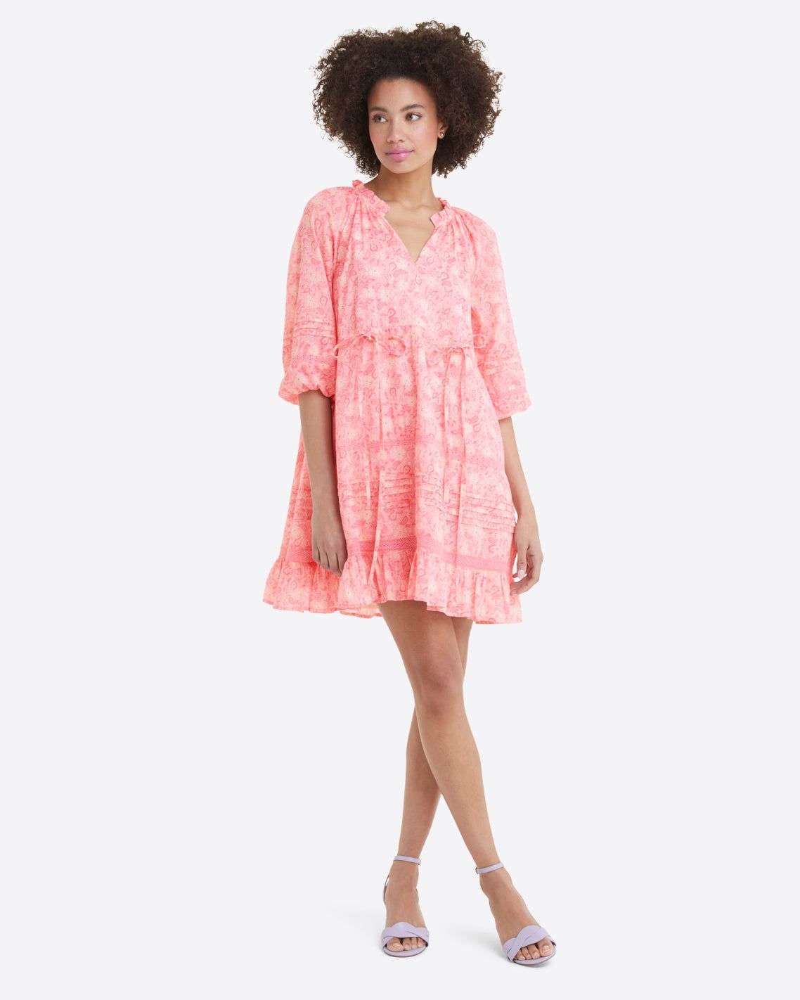 Kellie Babydoll Dress in Pink Paisley | Draper James (US)