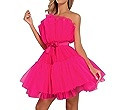 Tulle Dress Women Short Puffy Prom Dress Strapless Mesh Birthday Fairy Dresses Ruffle Dress for W... | Amazon (US)