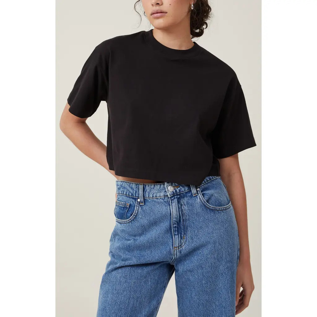 Cotton On Cropped Boxy Tee in Black at Nordstrom, Size X-Small | Nordstrom
