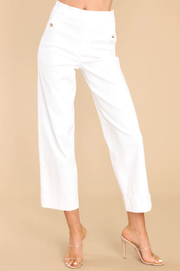 Stretch Twill Bright White Cropped Wide Leg Pants | Red Dress 