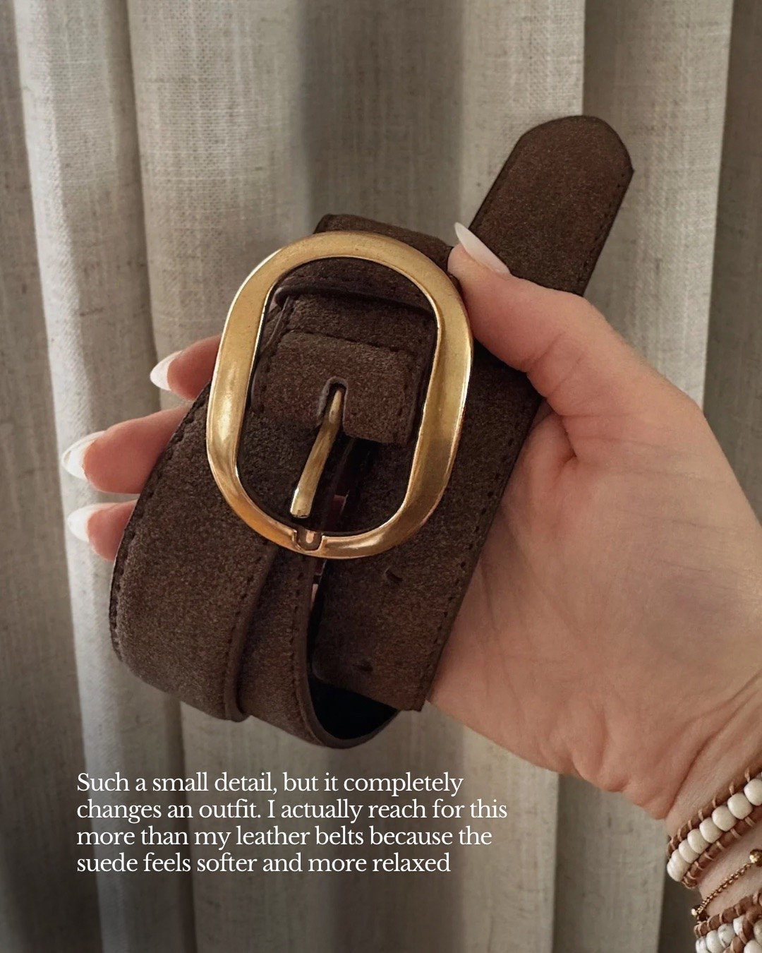 Such a small detail, but it completely changes an outfit. I actually reach for this more than my leather belts because the suede feels softer and more relaxed

#LTKootd #LTKPetite #LTKgrwm