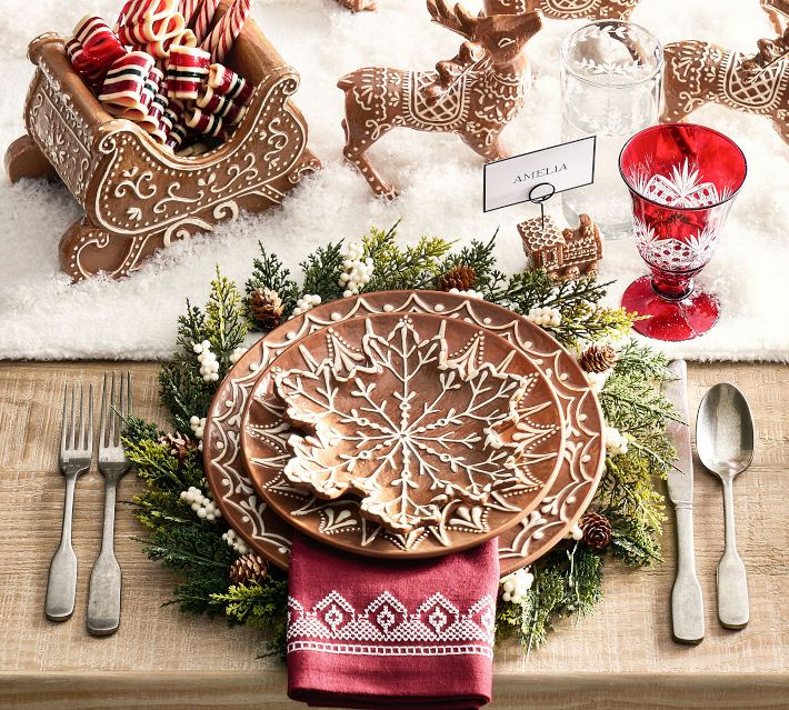 Gingerbread Snowflake Stoneware Appetizer Plates, Set of 4 | Pottery Barn (US)