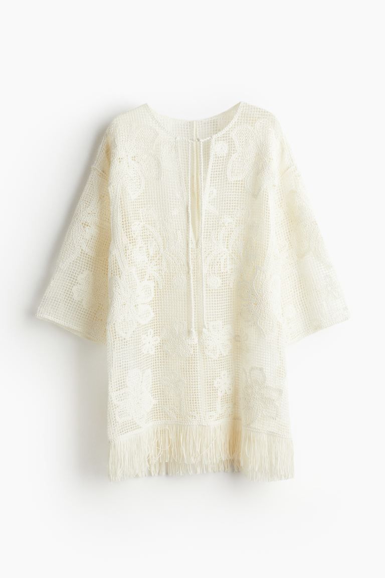 Crochet-look Beach Dress - White - Ladies | H&M US | H&M (US + CA)