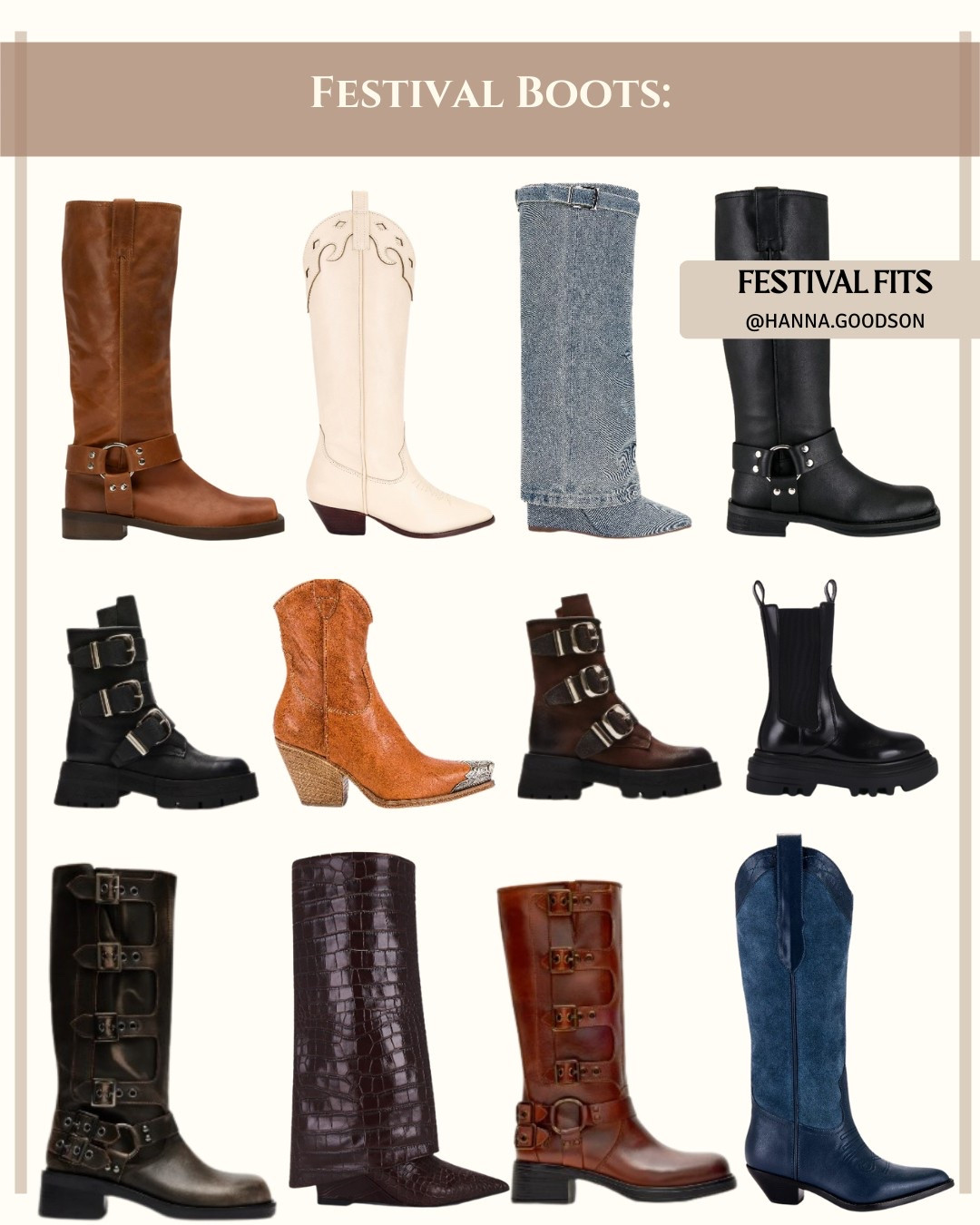 FESTIVAL BOOT ROUNDUP 👢 | Stylish *&* Comfortable Picks for Coachella, Stagecoach & Summer! 
From desert trails to late-night sets, these boots are festival-proof:  
- Western Boots
- Chelsea Boots
- Distressed Boots
- Tall Boots
- Biker Boots

Shop all linked styles via my LTK—durable, broken-in-ready, and made to last beyond the festival fields.

#ShopLTK #FestivalFashion #WesternBoots #BikerBoots #FestivalOOTD #Boots

#LTKStyleTip #LTKFestival #LTKSeasonal