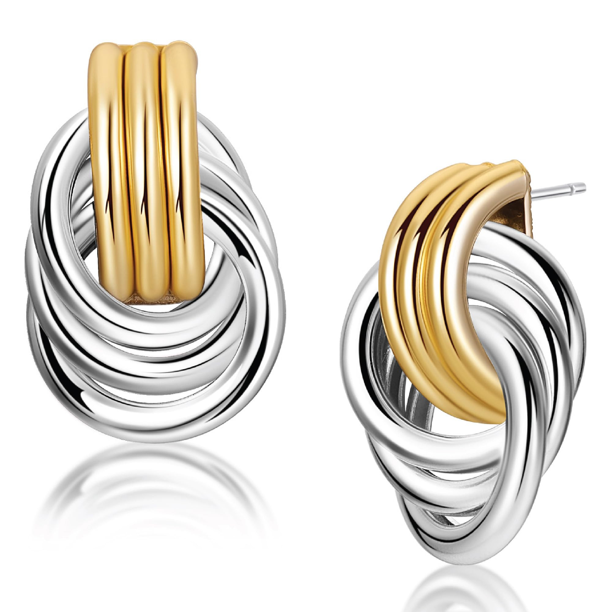 Knot Link Earrings for Women, Chunky Circle Drop Dangle Earrings, Studs Trendy | Amazon (US)