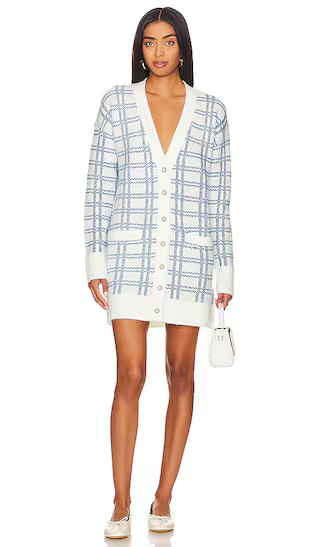 Steph Boyfriend Cardigan Dress in Ivory & Blue | Revolve Clothing (Global)