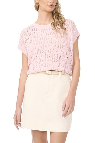Pointelle Crew Neck Short Sleeve Sweater | Amazon (US)