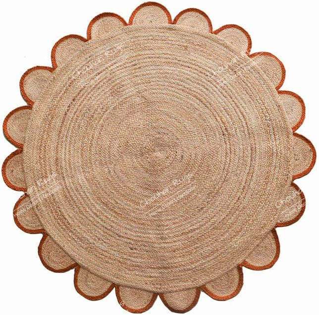 4x4, 5x5, 6x6,feet Natural Jute Scallop Round Rug, Floor Scalloped Edge Rug Braided Boho Eco Larg... | Amazon (US)