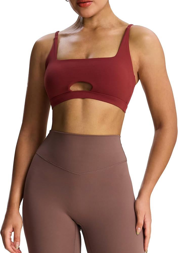 Aoxjox Women's Workout Ellie Sports Bra Cutout Training Fitness Running Yoga Crop Tank Top | Amazon (US)