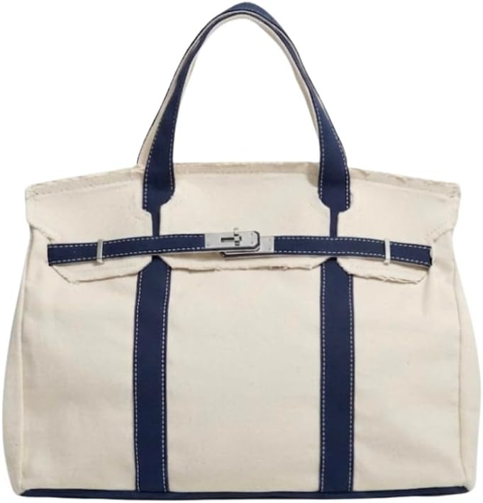 Canvas Caryall Tote 40 cm (Navy) WITH GOLD HARDWARE | Boat Tote Bag | Amazon (US)