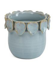 6in Leaf Applique Ceramic Planter | TJ Maxx