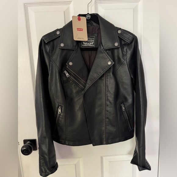 NWT Levi's Faux Leather Classic Asymmetrical Motorcycle Jacket Black Small | Poshmark