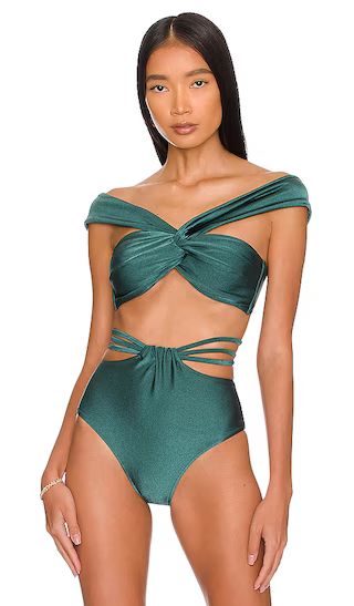 Off the Shoulder Bikini Top in Palace Green | Revolve Clothing (Global)