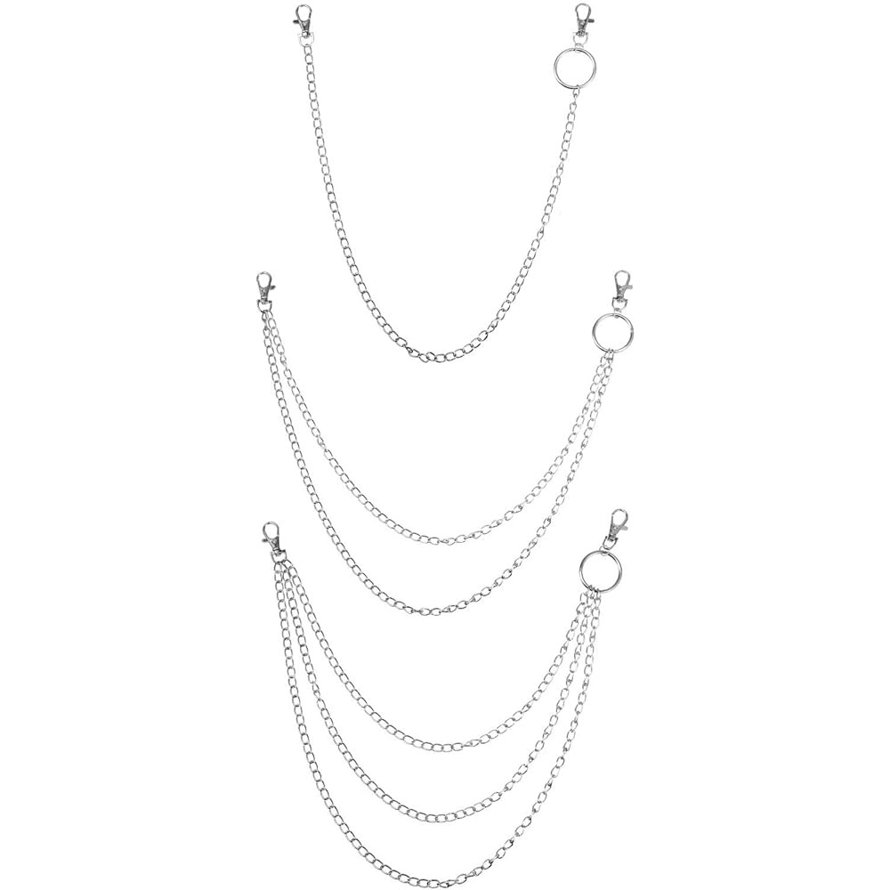 3 Pieces Jeans Chains Wallet Pocket Belt Hip Hop Pants Chain Biker Trouser Accessory Jewelry Gift... | Amazon (US)