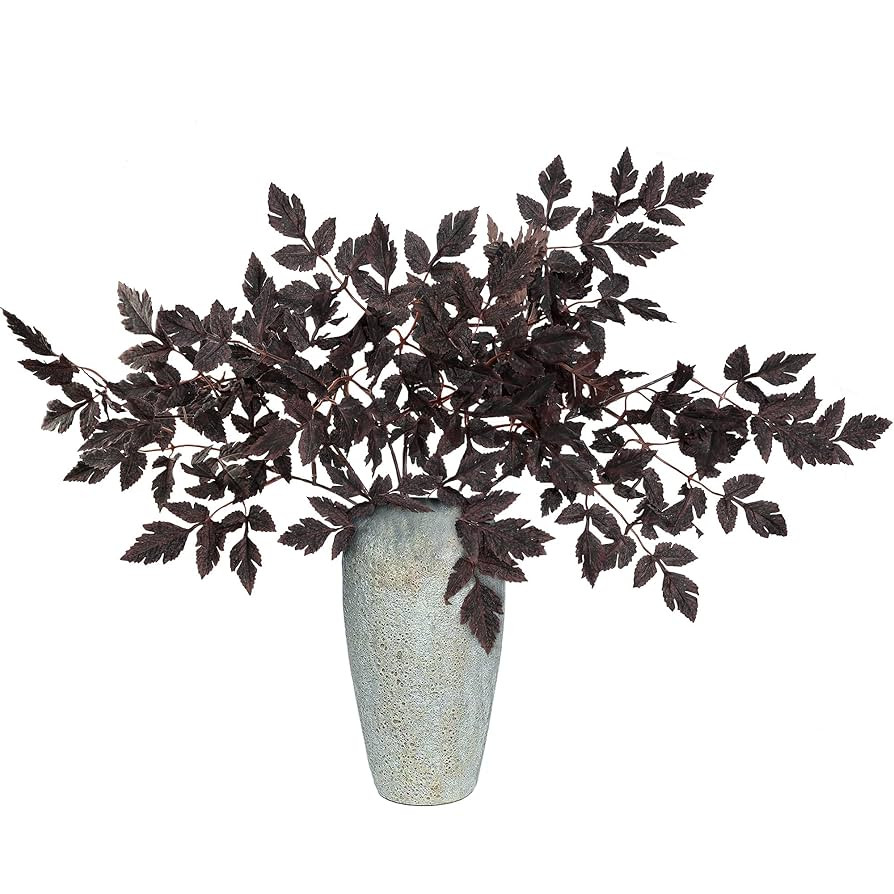 Sggvecsy 3 Pack 17.7’’ Artificial Cimicifuga Leaf Fall Leaves Spray Faux Plum Plant Ramosa St... | Amazon (US)