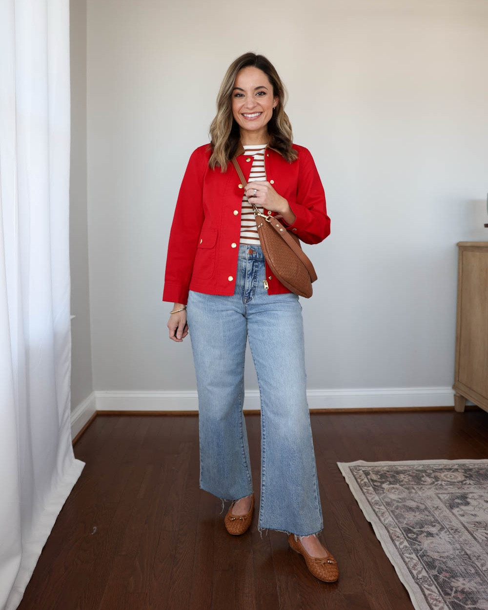 Incorporating red into your spring wardrobe for petites!

Outfit 1:
Red jacket (J.Crew Factory): petite xxs
Cropped jeans (J.Crew Factory): 24 standard (26.5” inseam) they also come in petite (24.5” inseam)
Tank top (J.Crew Factory): xxs
Shoes (Steve Madden): true to size. If between sizes go up 1/2 size.
Bag (Quince)

Outfit 2:
Red top: xs - I sized up so it wouldn’t be tight through the smocking. So soft, great fit at the arm openings
White dad shorts: 25 I size up for a relaxed fit. 99% cotton, rigid denim with a 5” inseam. Love the fit at the thighs (not too tight) in white they’re not see through at all.
Sandals: tts

Outfit 3:
Red tank top (J.Crew Factory): xxs
Bella Wide leg jeans (Quince): 24 x 28" in Midnight Blue (shrank 1/4") in wash
Ballet flats (J.Crew Factory): tts

My measurements for reference: I’m 4’10” and 105lbs. My bust, waist, and hip measurement is 32”, 24”, and 36”. ￼

#LTKPetite #LTKootd #LTKSaleAlert