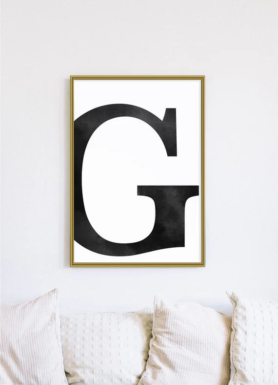 Letter G Watercolour Print Digital Download Black | Etsy | Etsy (US)