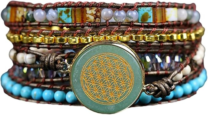 Women Wrap Bracelets Boho Natural Stone Jasper Turquoises Strand Bracelet Jewelry Collection | Amazon (US)