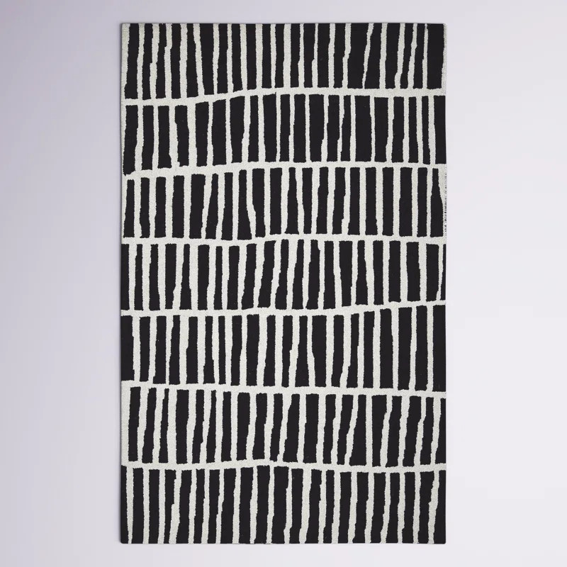 Hashtag Home Odalis Geometric Handmade Wool Black/Ivory Cream Rug & Reviews | Wayfair | Wayfair North America