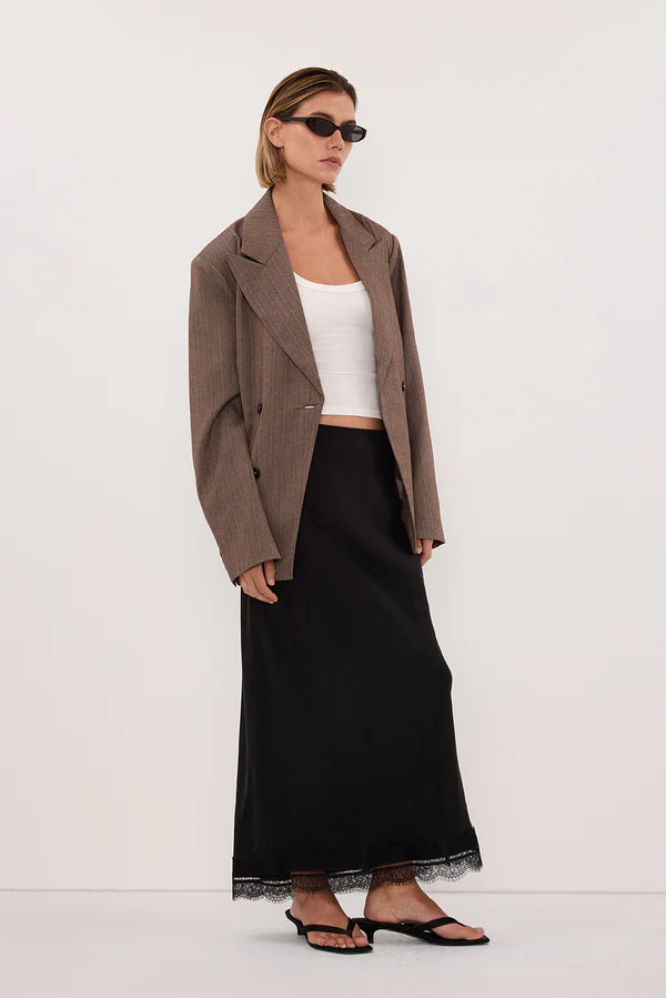 HAILEY CHOC OVERSIZED STRIPE TIE BLAZER | DISSH