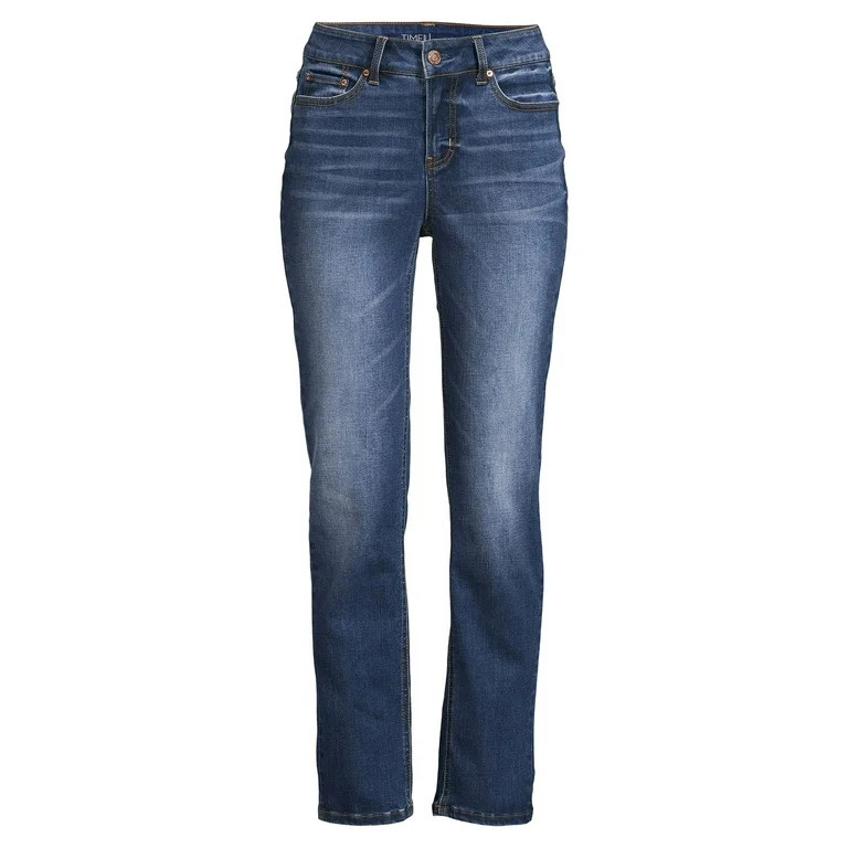 Time and Tru Women’s Mid Rise Straight Jeans, 29" Inseam for Regular, Sizes 2-18 | Walmart (US)
