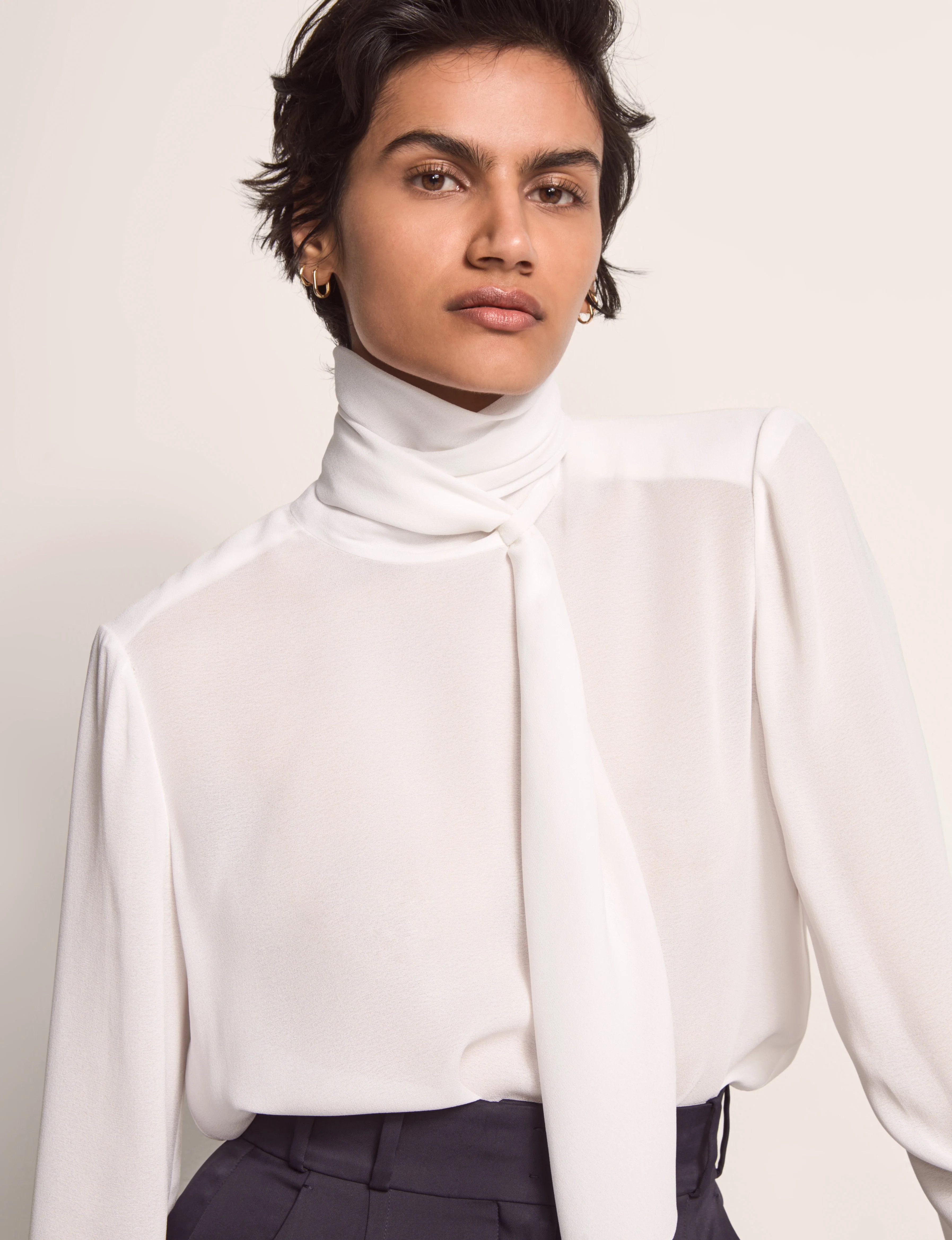 High Neck Blouse - Sustainable Fashion | Another Tomorrow | AnotherTomorrow
