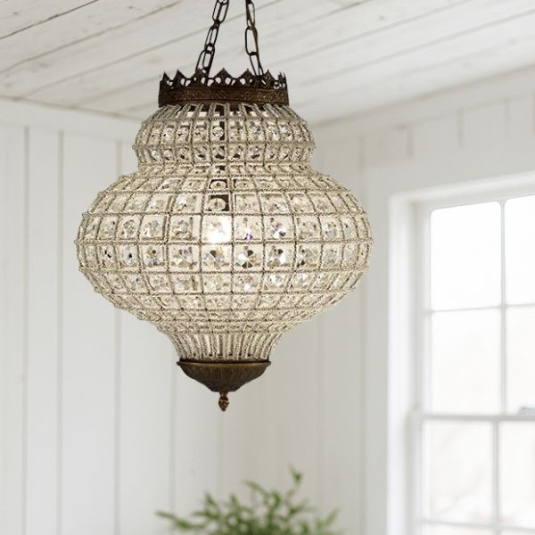 Vintage Inspired Crystal Pendant 18 Inch | Antique Farm House