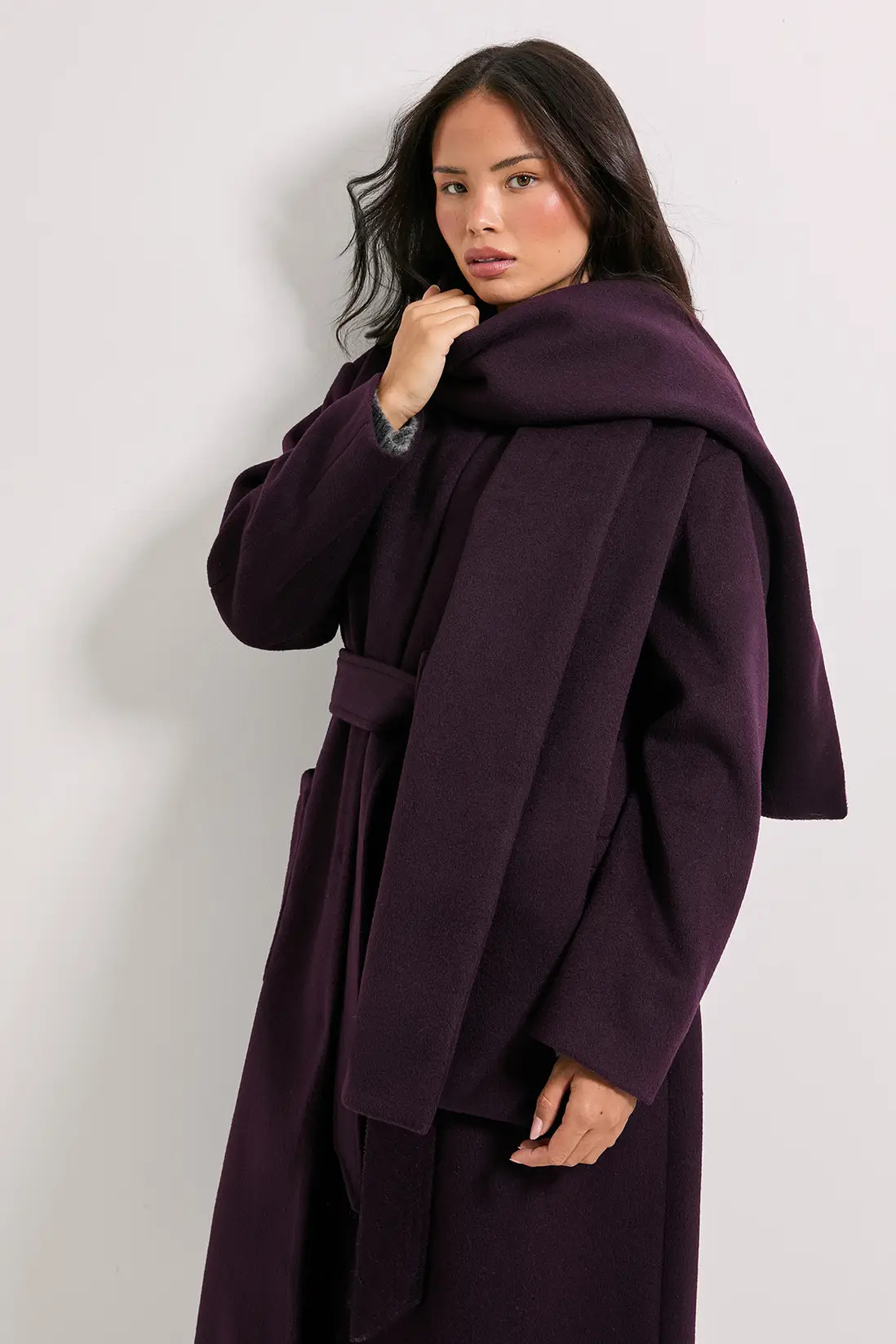 Jackets & Coats | Belted Round Neck Scarf Coat | Dorothy Perkins | Dorothy Perkins (UK)