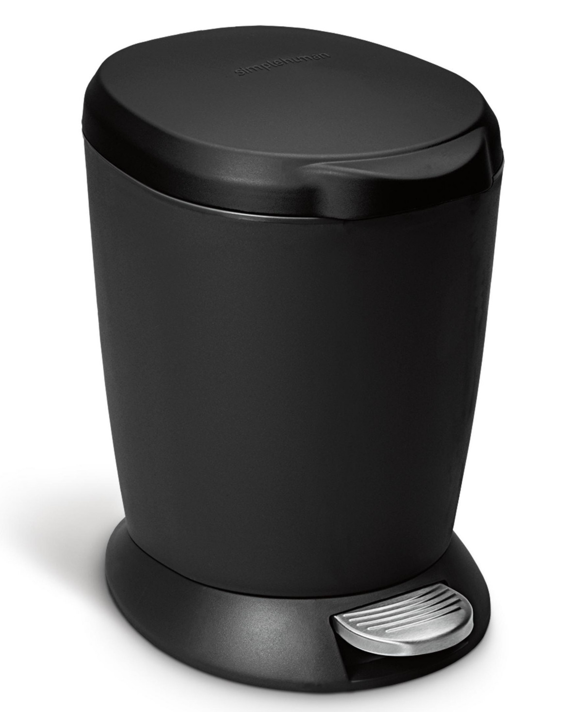 Simplehuman 6 Liter Plastic Round Step Bathroom Trash Can with Soft-Close Lid - Black | Macy's