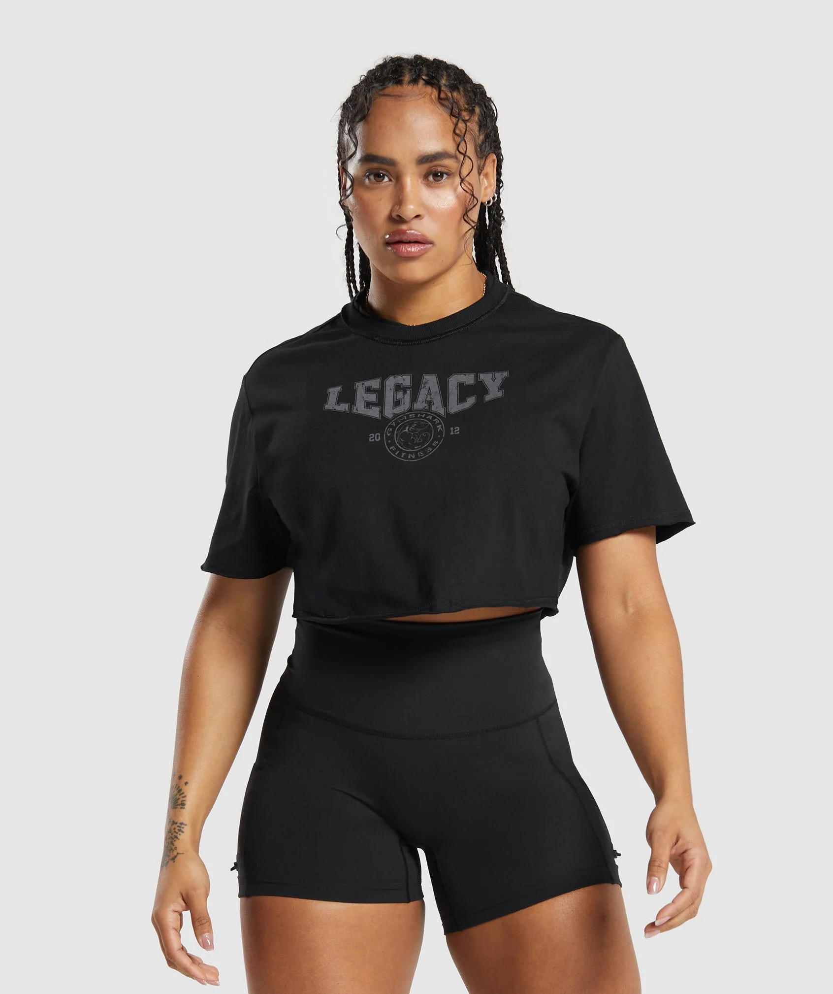 Gymshark Legacy Graphic Crop Top - Black | Gymshark US