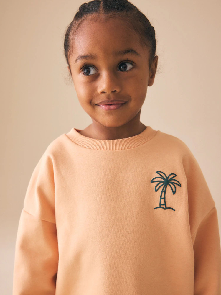 Orange Cool Kids Club Crew Neck Sweatshirt and Shorts Set (3mths-7yrs) | Next US