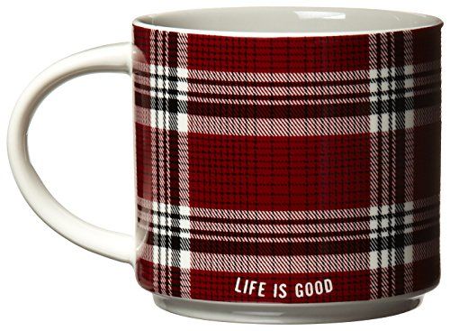 Life is good Peace/Plaid Stack-Happy Mug (Night Black), One Size | Amazon (US)