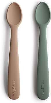 mushie Silicone Baby Feeding Spoons | 2 Pack (Dried Thyme/Natural) | Amazon (US)