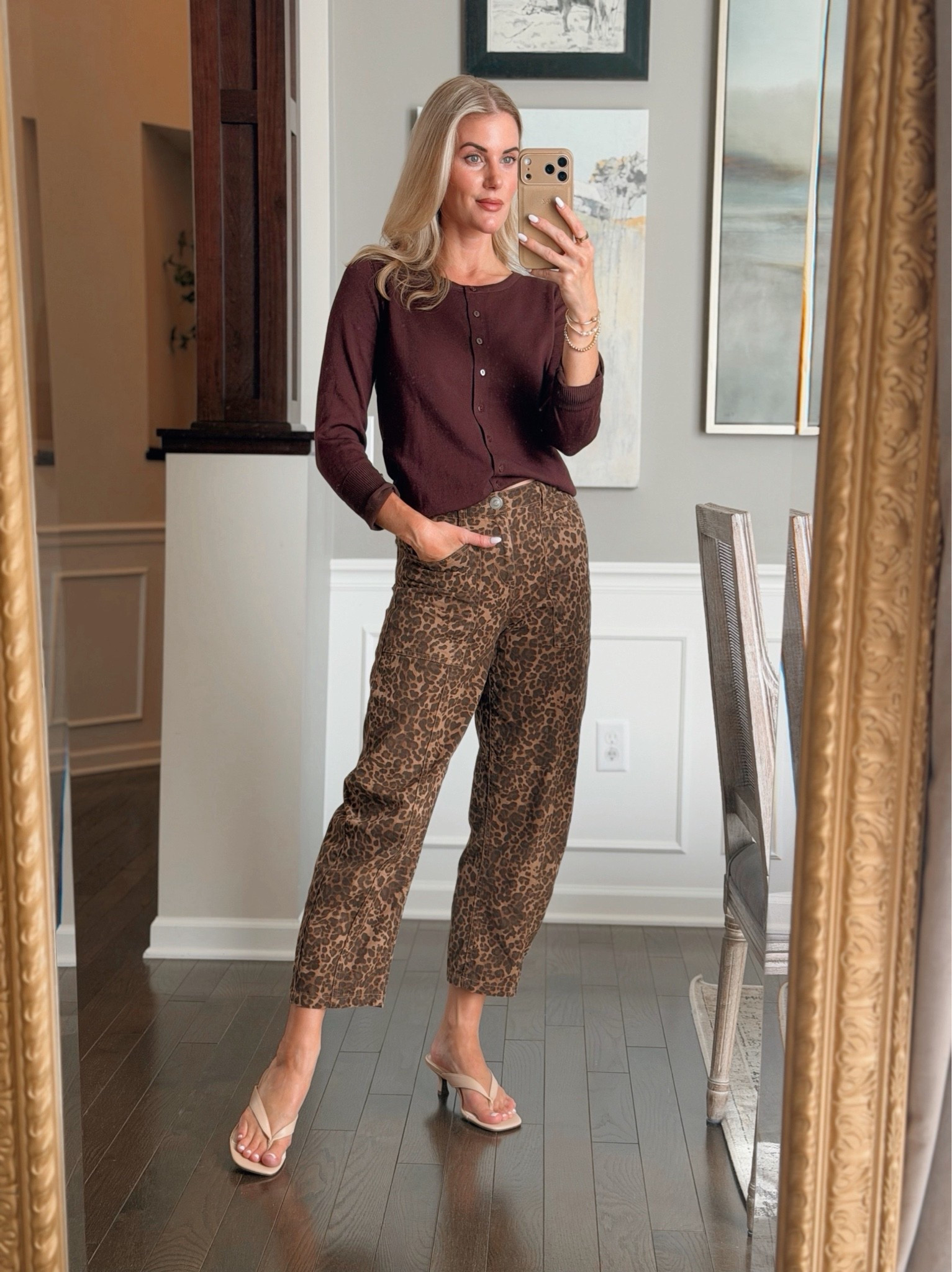Spring outfit idea – wearing a small in the cardigan, size 2 in the leopard print barrel jeans, and 7.5 in the thong kitten heels. @Fitory @amazonfindsandfashion @Target #amazonfashion #targetstyle

#LTKSeasonal #LTKootd #LTKmomlife
