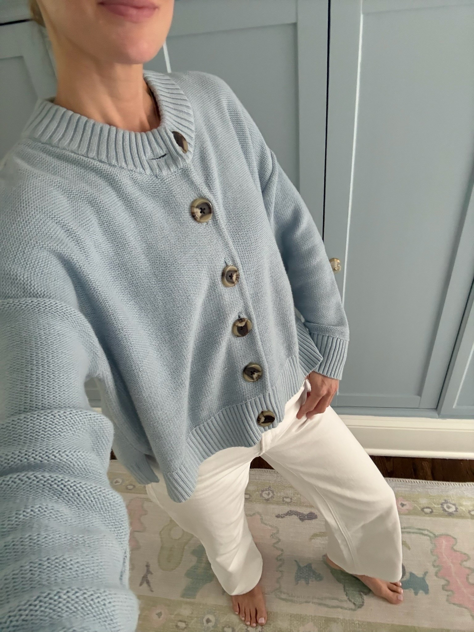 The best outfit as the weather starts to cool down and the season changes. This sweater is 100% cotton and perfect to throw on. Wearing an XS!

#LTKootd #LTKselfcare #LTKPetite