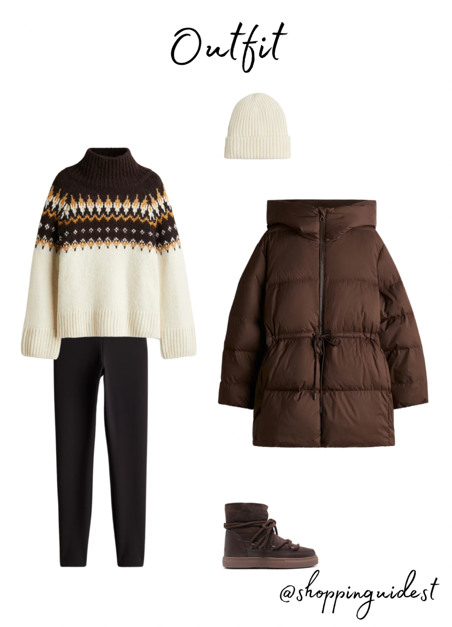 Winter outfit with down jacket, warmed leggins, sweater, hat and boots 👌

#LTKeurope #LTKwinter #LTKshoes