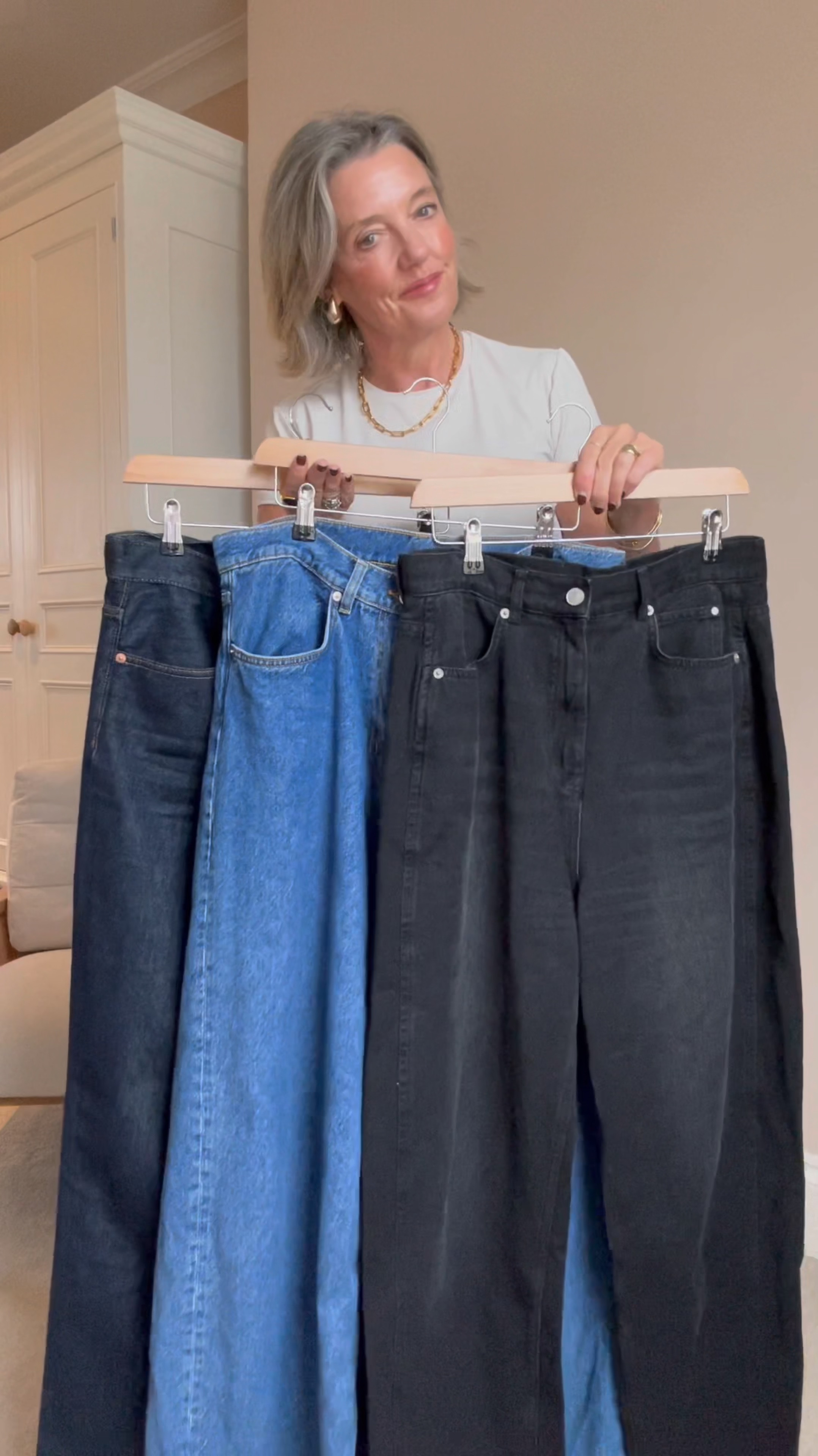 Styling wide leg jeans 
Arket jeans size 30 (generous fit) 
Uniqlo jeans size 29
Tee size large 
Sezane trench size 12
Denim jacket size 14
Gilet size size 14
Betty cardigan size 14
Brown cardigan is not online but alternative linked




Wide leg jeans styling video, jeans outfit ideas, autumn fashion, denim, casual outfits, layering, fall fashion, transitional style, adidas trainers, cardigan, high street style 

#LTKautumn #LTKuk #LTKover50style