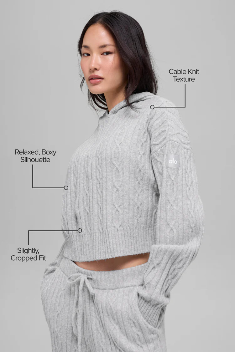 Cable Knit Winter Bliss Hoodie - Winter Frost | Alo Yoga (US)