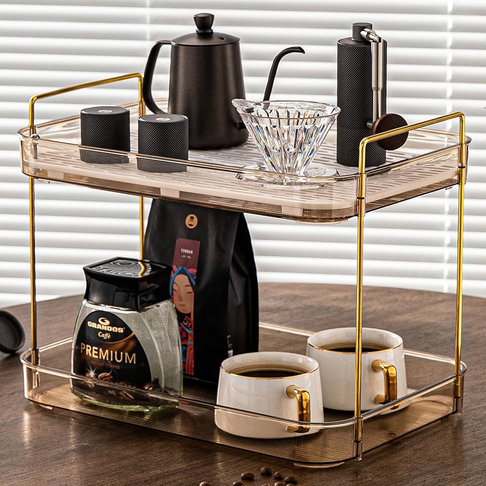 Coffee Bar Accessories, Station Organizers,Large Capacity Storage with Drain Board,Whisky Tray,Mu... | Amazon (US)