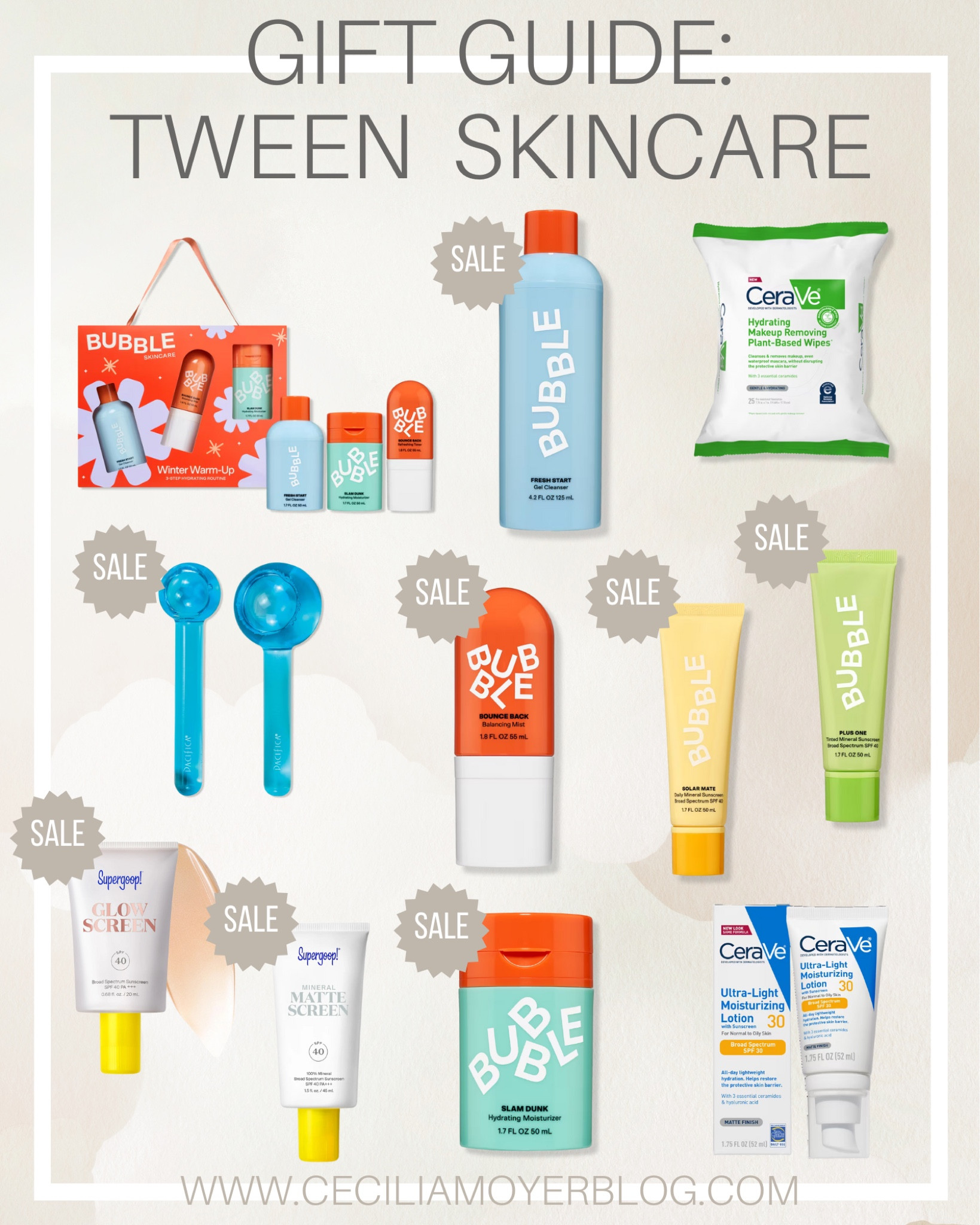 Ulta sale on tween skincare products! Keep it simple for your kid with a cleanser, moisturizer, and sunscreen! Bubble skincare - cerave - Supergoop glowscreen - tinted sunscreen  

#LTKCyberWeek #LTKGiftGuide #LTKBeauty