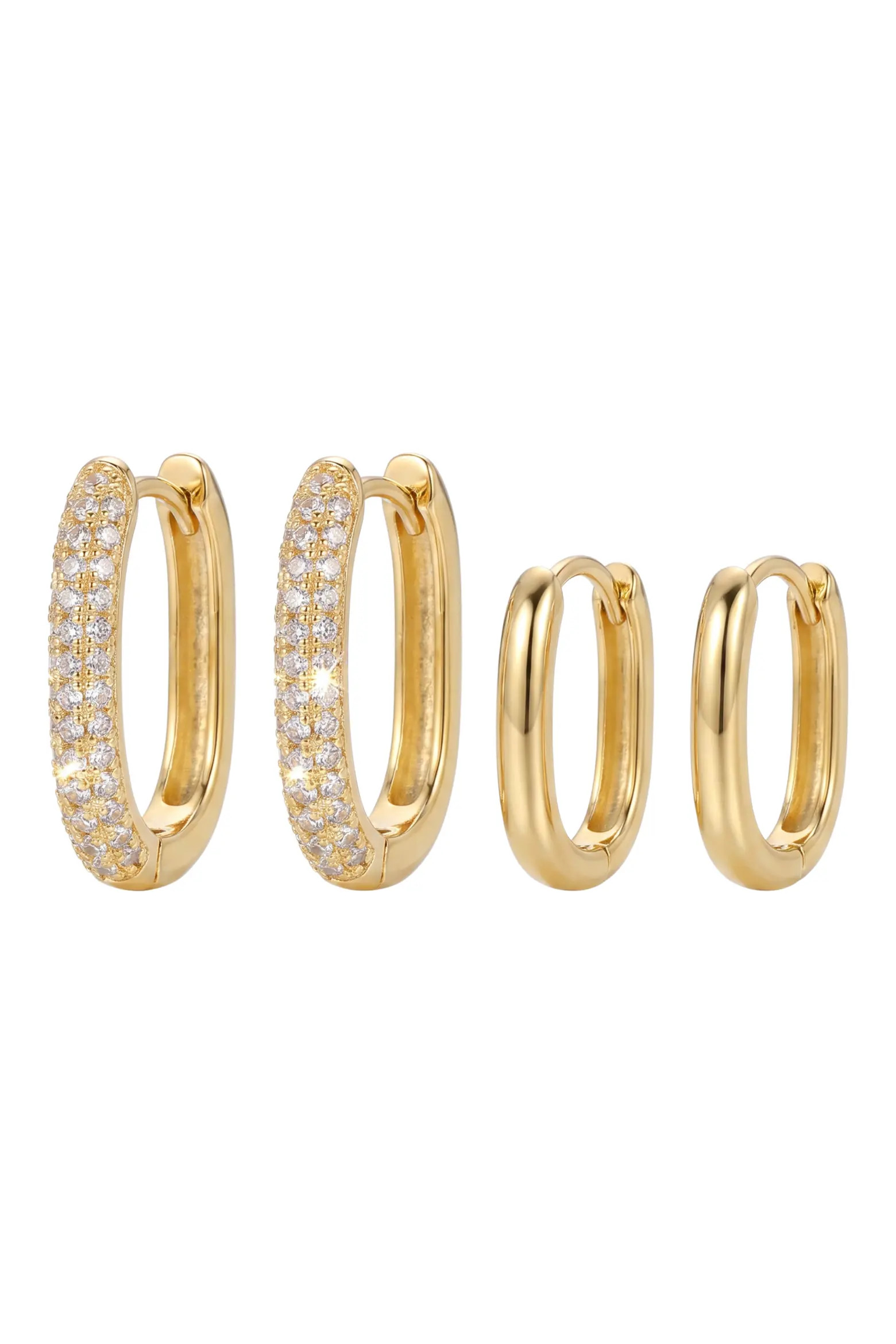 Set of 2 Oblong Pavé Hoop Earrings (Women) | Nordstrom | Nordstrom