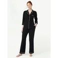 Joyspun Women’s Cotton Blend Notch Collar Top and Pants Pajama Set, 2-Piece, Sizes S-4X | Walmart (US)