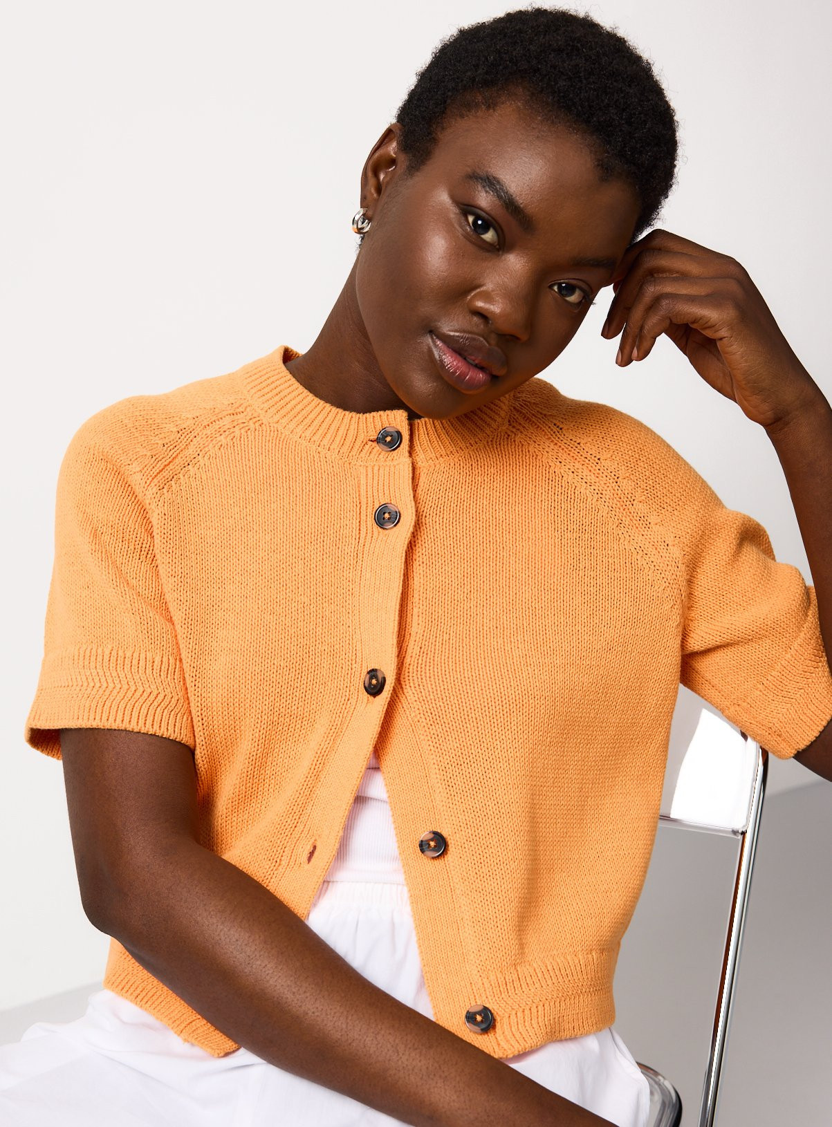 Orange Boxy Button Up Cardigan | Tu Clothing