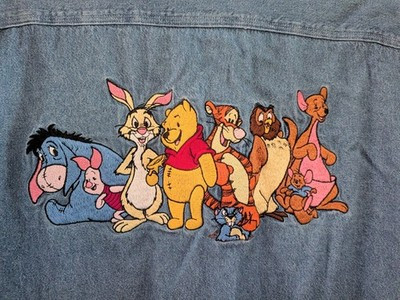 Vintage Disney Winnie The Pooh Women\u2019s Embroidered Denim Jean Shirt Button Up M | eBay US