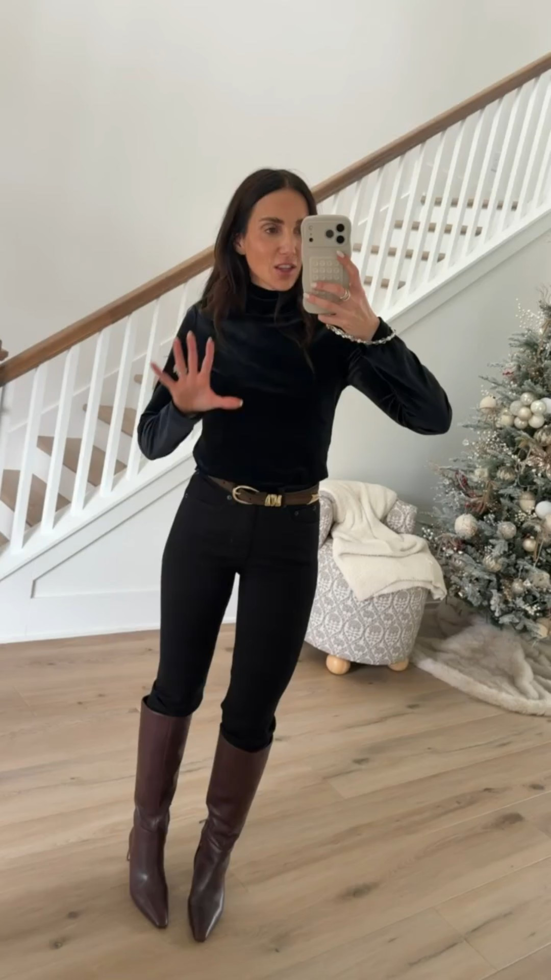 Chic velvet turtleneck top, date night outfit, workwear, winter outfit, knee high boots, Annabrstyle

#LTKootd #LTKOver40 #LTKSeasonal