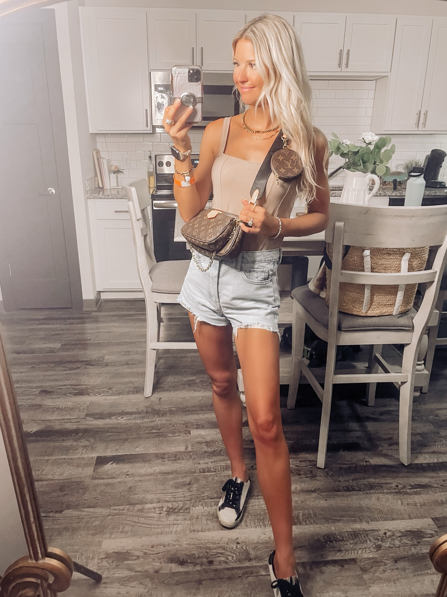 Fall transitioning outfit for those warmer days or nights! 🍂#falltransitionoutfit #falldress #louisvuittonpochette #crossbodybag #jeanshorts #louisvuittondupe #sneakers #sneakersoutfit #fall #falloutfits #revolve #falloutfitinspo #bodysuits #abbottlyon #goldjewelry

#LTKtravel #LTKitbag #LTKSeasonal #LTKstyletip