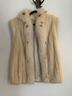 Vintage Genuine Rabbit & Fox Fur Vest SIZE MEDIUM IVORY BROWN Real Fur | eBay US
